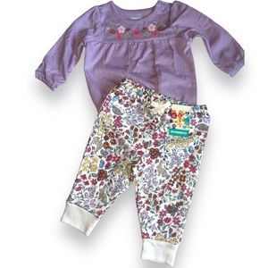 Garanimals Baby Girl purple Long Sleeve Bodysuit & sweat pants outfit floral